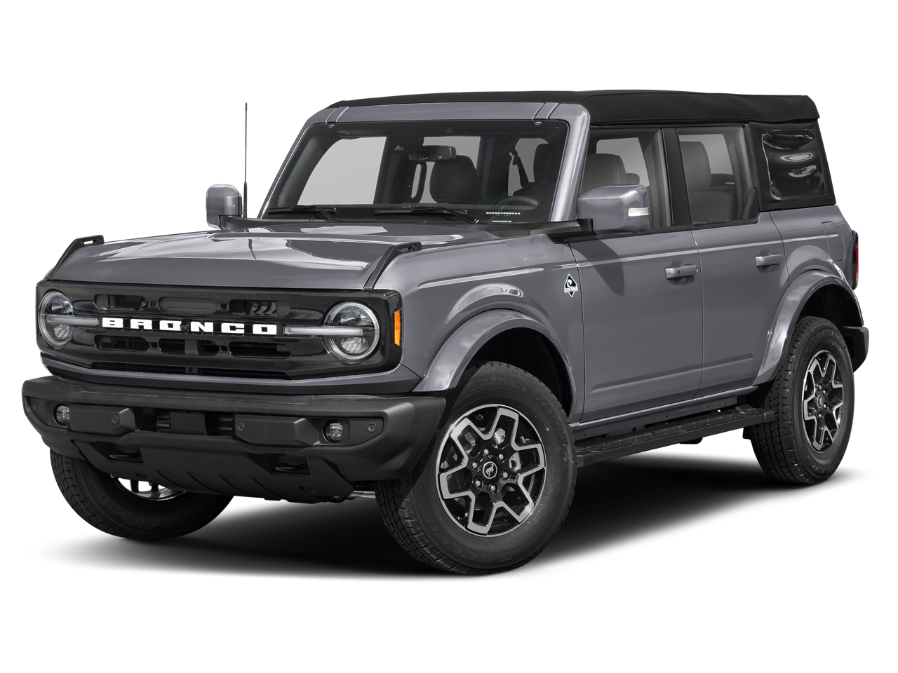 2026 Ford Bronco Outer Banks in Avalanche Gray — front three-quarter view