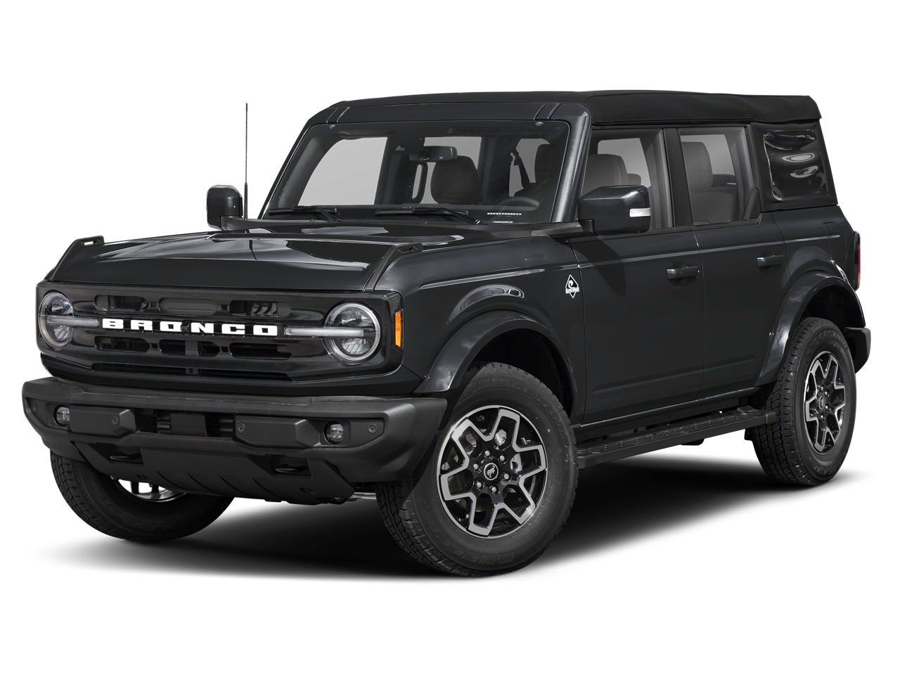 2026 Ford Bronco Outer Banks in Shadow Black — front three-quarter view
