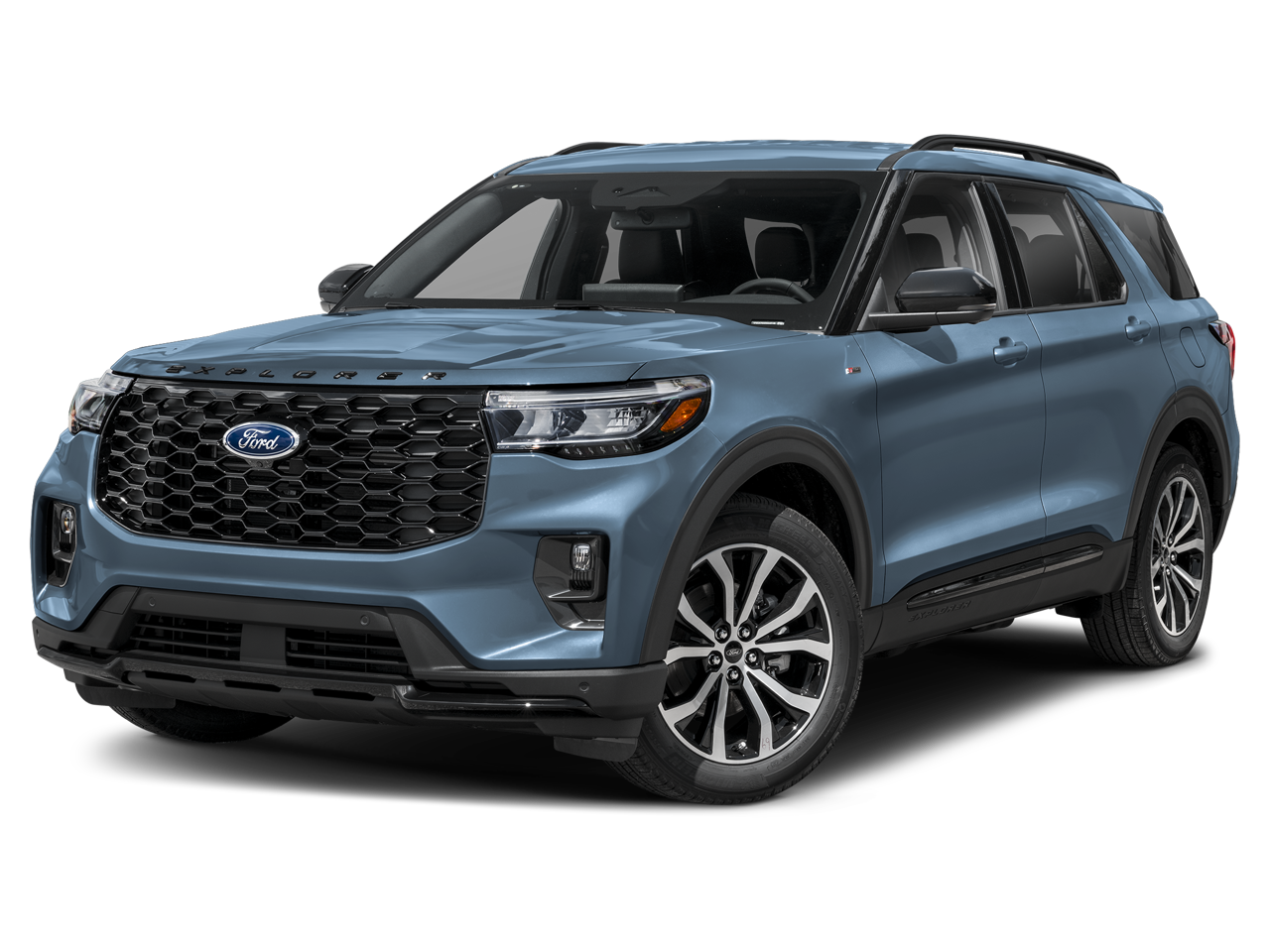 2026 Ford Explorer ST-Line in Vapor Blue Metallic — front three-quarter view