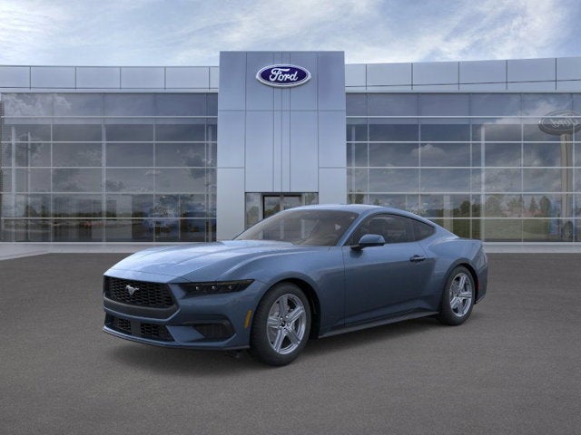 2026 Ford Mustang EcoBoost Fastback in Vapor Blue Metallic — front three-quarter view