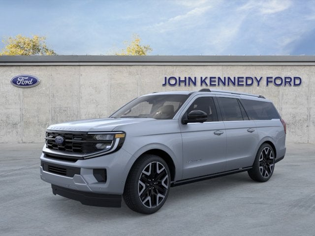 2026 Ford Expedition Max Platinum in Glacier Gray — front three-quarter view