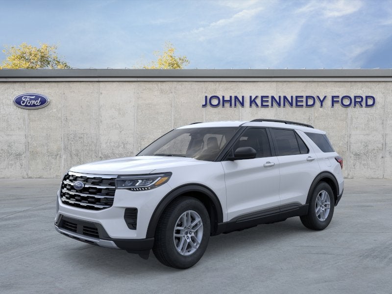 2026 Ford Explorer Active w/200A Pkg 4WD in Space White Metallic — front three-quarter view