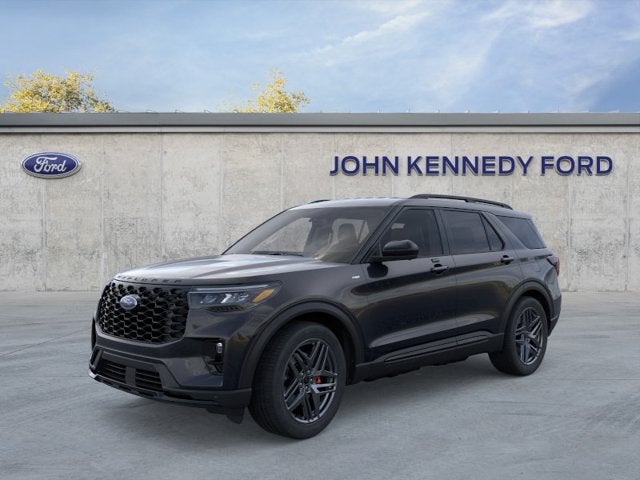 2026 Ford Explorer ST-Line in Agate Black Metallic — front three-quarter view