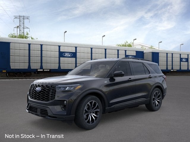 2026 Ford Explorer ST-Line in Agate Black Metallic — front three-quarter view