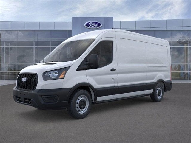 2026 Ford Transit Cargo Van T-250 148 Med Rf 9150 GVWR RWD in White — front three-quarter view