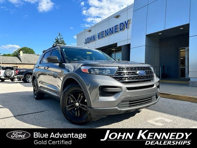 2021 Ford Explorer XLT in Gray Metallic — front three-quarter view