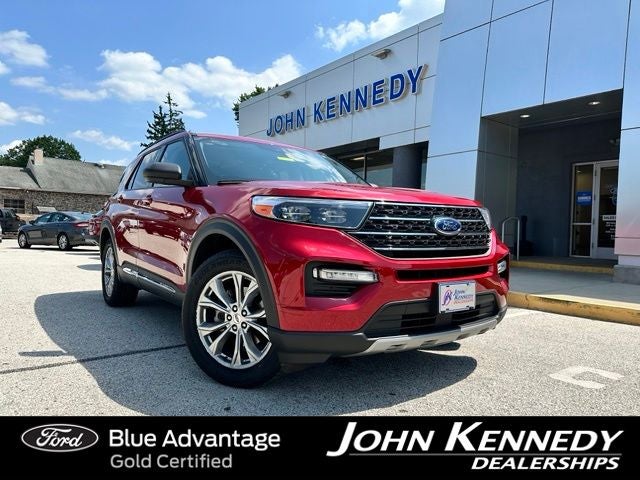 2023 Ford Explorer XLT in Red Metallic — front three-quarter view