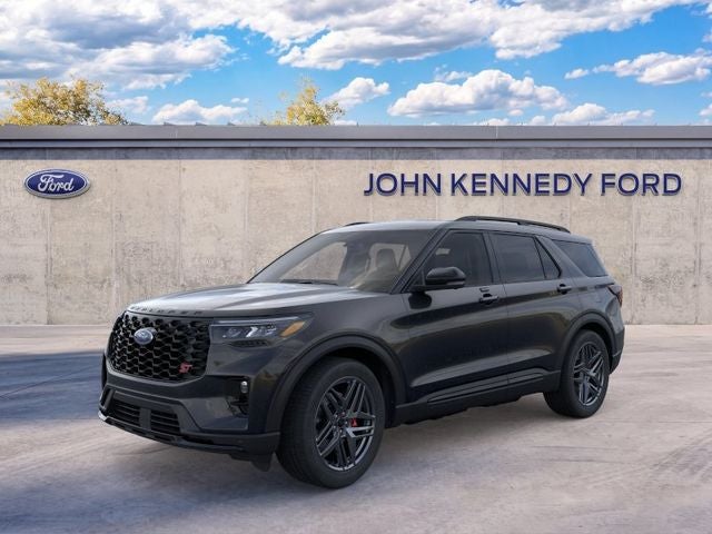 2026 Ford Explorer ST in Agate Black Metallic — front three-quarter view