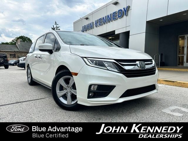 2019 Honda Odyssey EX-L in White Diamond Pearl — front three-quarter view