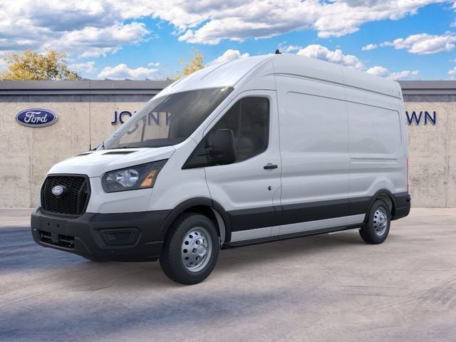 2026 Ford Transit Cargo Van T-350 HD 148 Hi Rf 9950 GVWR RWD in Oxford White — front three-quarter view