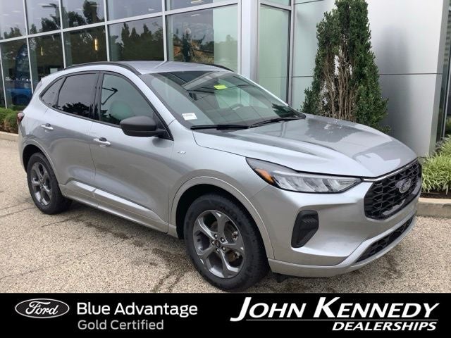 2023 Ford Escape ST-Line in Silver Metallic — front three-quarter view
