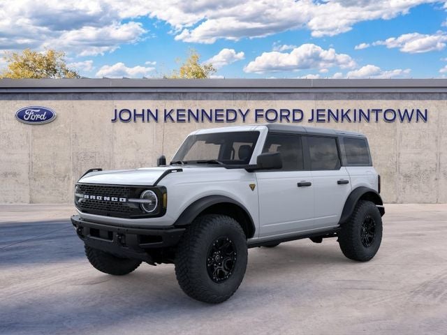 2026 Ford Bronco Badlands in Oxford White — front three-quarter view