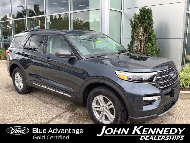 2023 Ford Explorer XLT in Blue Metallic — front three-quarter view