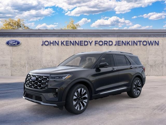2026 Ford Explorer Platinum in Black Metallic — front three-quarter view