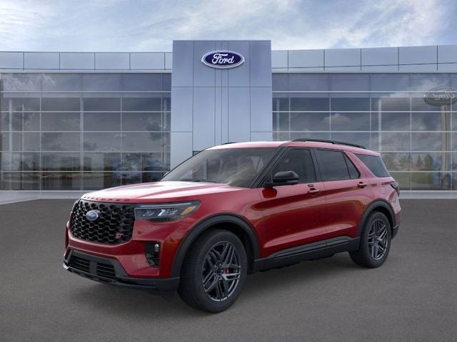2026 Ford Explorer ST in Red Metallic — front three-quarter view