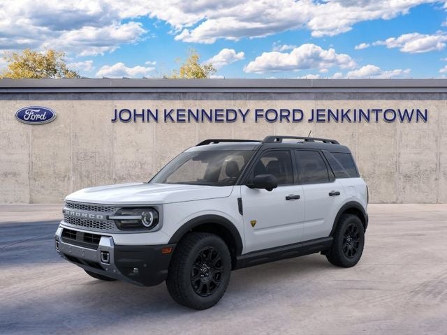 2025 Ford Bronco Sport Badlands in Oxford White — front three-quarter view