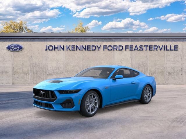 2026 Ford Mustang GT Premium in Grabber Blue Metallic — front three-quarter view