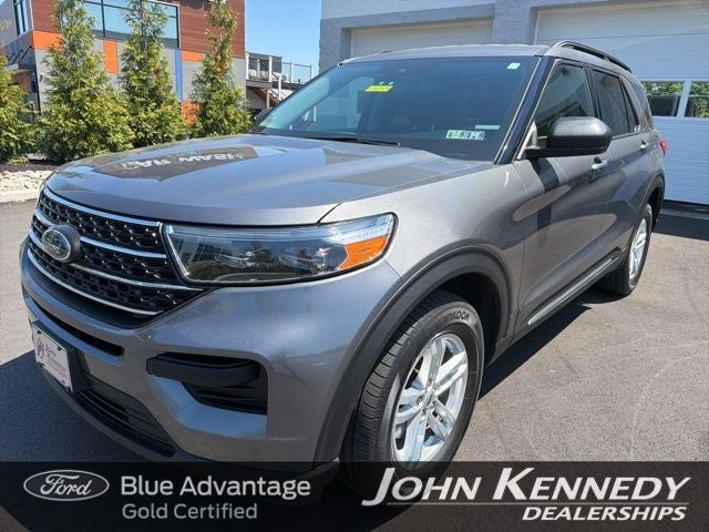 2022 Ford Explorer XLT in Gray Metallic — front three-quarter view