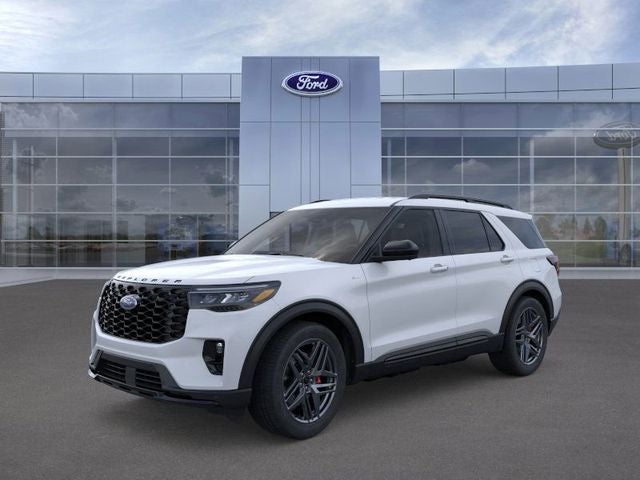 2026 Ford Explorer ST-Line in Space White Metallic — front three-quarter view