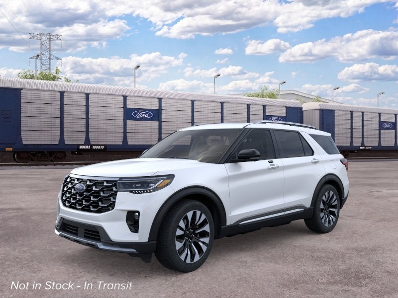 2026 Ford Explorer Platinum in Star White Metallic Tri-Coat — front three-quarter view