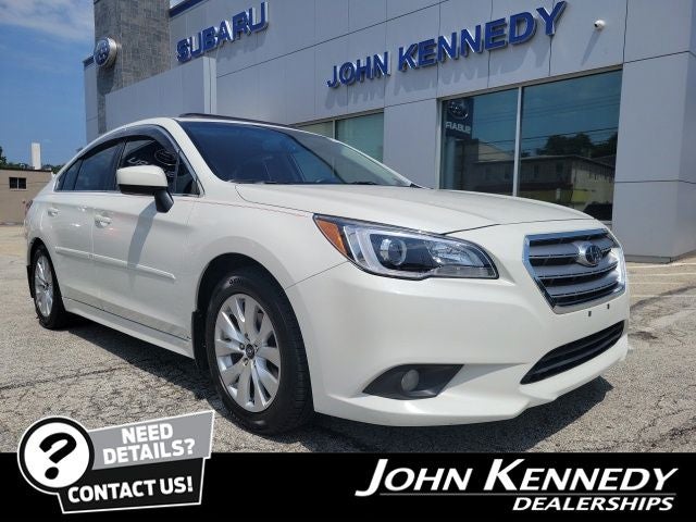 2015 Subaru Legacy 2.5i Premium in Crystal White Pearl — front three-quarter view