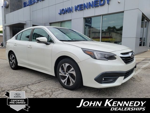 2021 Subaru Legacy Premium in Crystal White Pearl — front three-quarter view