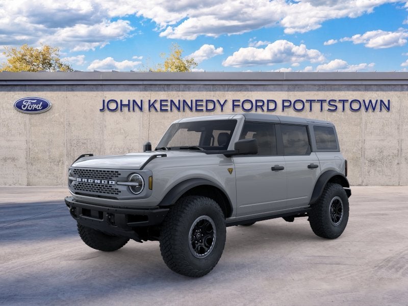 2026 Ford Bronco Badlands in Avalanche Gray — front three-quarter view