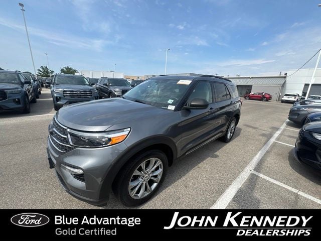 2024 Ford Explorer XLT in Gray Metallic — front three-quarter view