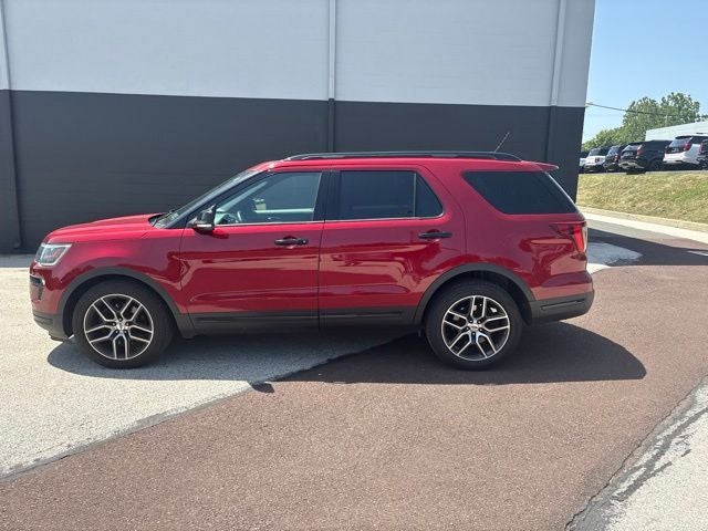 2018 Ford Explorer Sport in Ruby Red Metallic — front three-quarter view