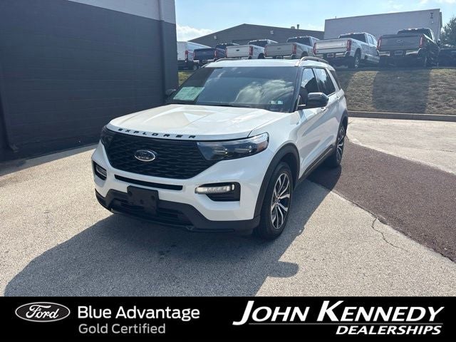 2024 Ford Explorer ST-Line in White Metallic — front three-quarter view