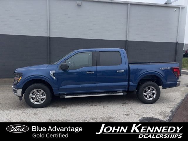 2025 Ford F-150 XLT in Blue Metallic — front three-quarter view